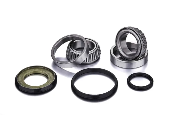Factory Links steering stem bearing kit with tapered roller bearings matching races and dust seals